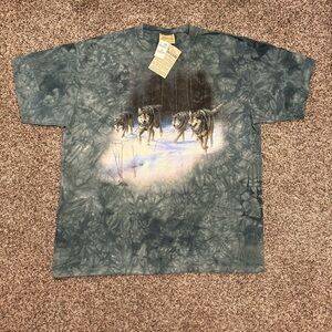 NWT Vintage The Mountain Shirt Men’s XL 1999 USA Tie-Dye Wolves James Hautman